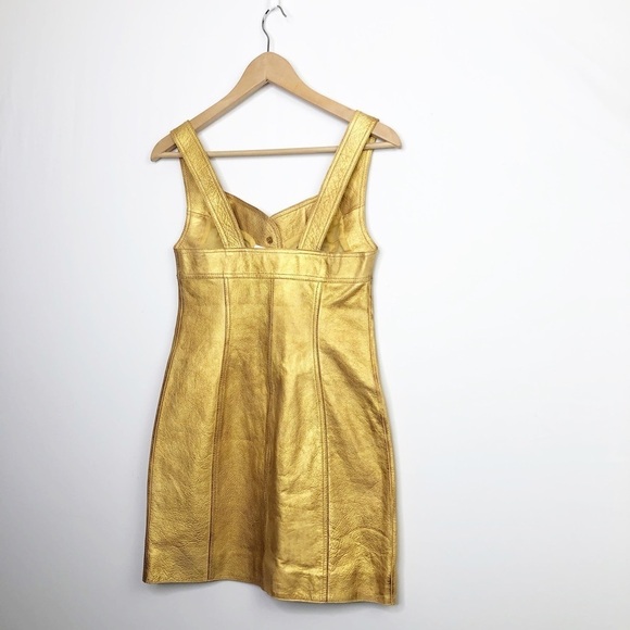 Free People Goldie, leather bronze, mini dress - Picture 3 of 15